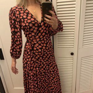 GANNI floral wrap dress